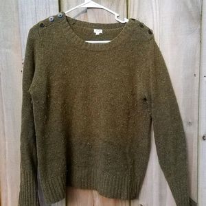 J Crew heathered green wool sweater